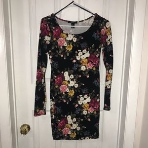 Black Floral Long Sleeve Dress